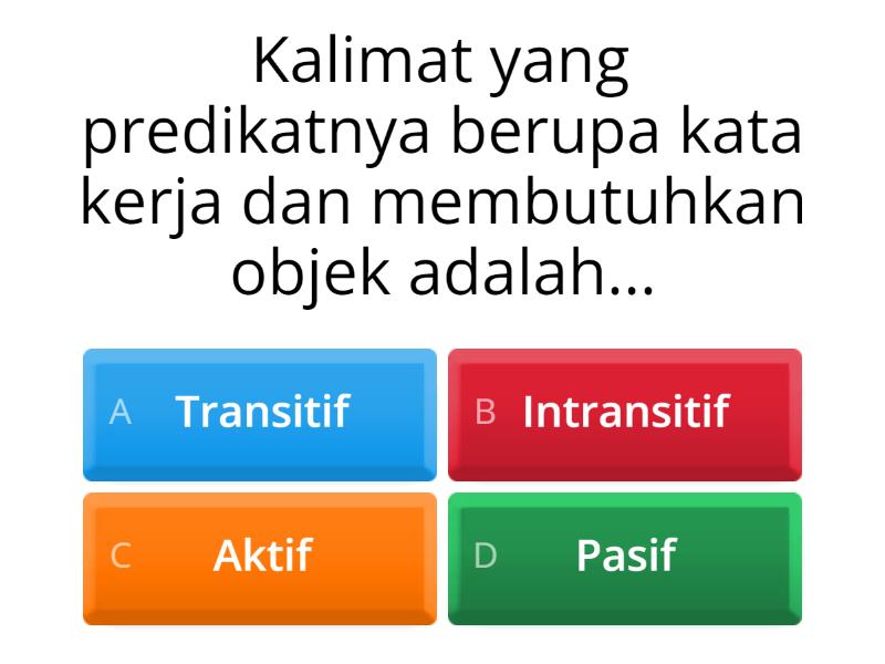 KALIMAT TRANSITIF DAN INTRANSITIF - Quiz