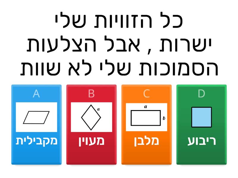 מקבילית, מעוין, מלבן, ריבוע - Quiz
