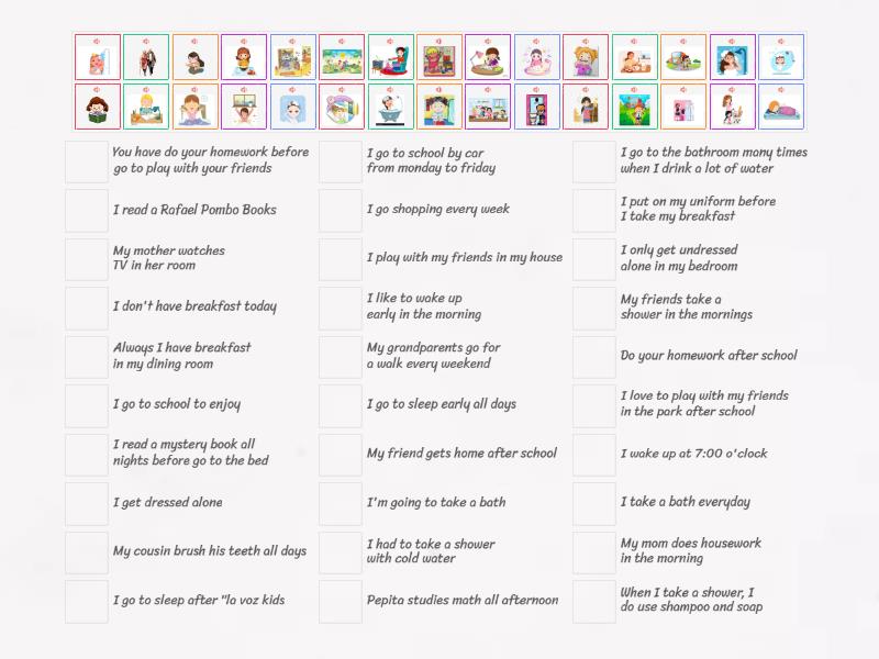Memory - Daily routines - Match up