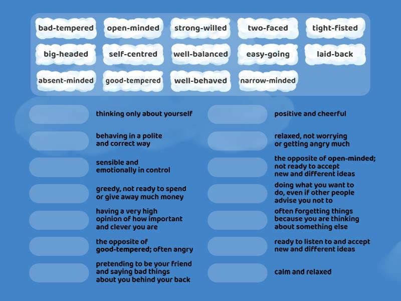 Unit 1B Compound Adjectives - Match up