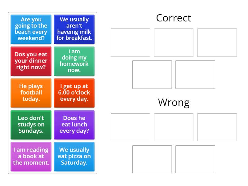 Сортування Present Simple vs Present Continuous - Group sort