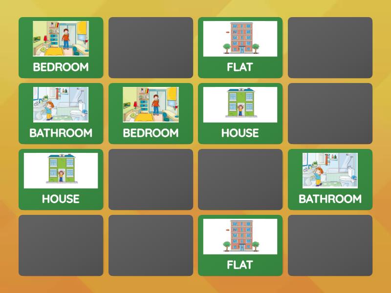 UNIT 2 PARTS OF THE HOUSE MEMORY GAME Matching pairs