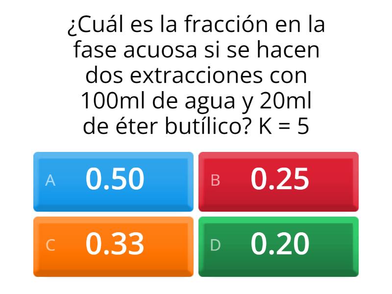 Extracciones Multiples (Fraccion En Fase Acuosa) PE201022 - Quiz