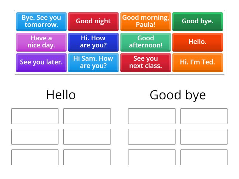 Hello & Good-bye - Ordenar por grupo