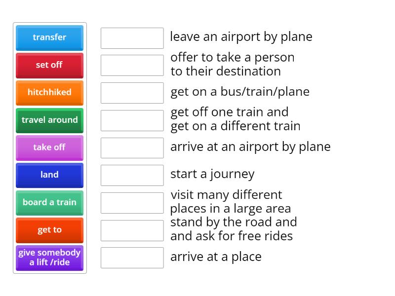 Travel collocations - Match up