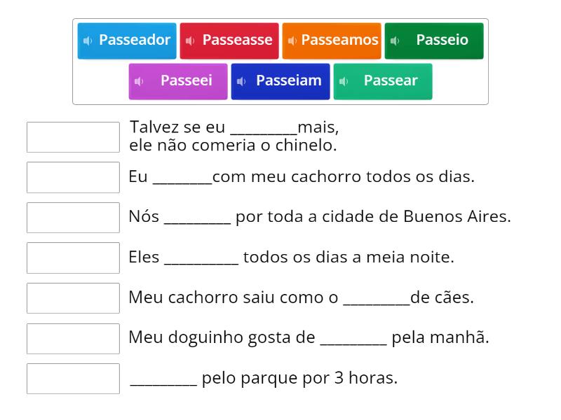 Verbo Passear - Une las parejas