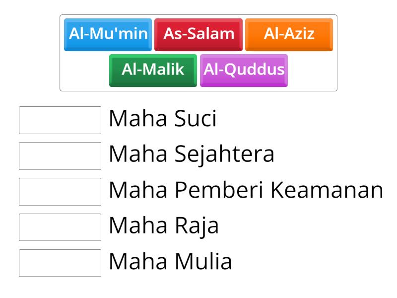 Asmaul Husna - Kelas 4 SD - Match up