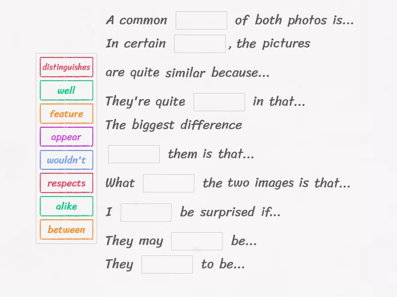 FCE Speaking Part 2 Phrases to Compare Pictures - Palabra perdida