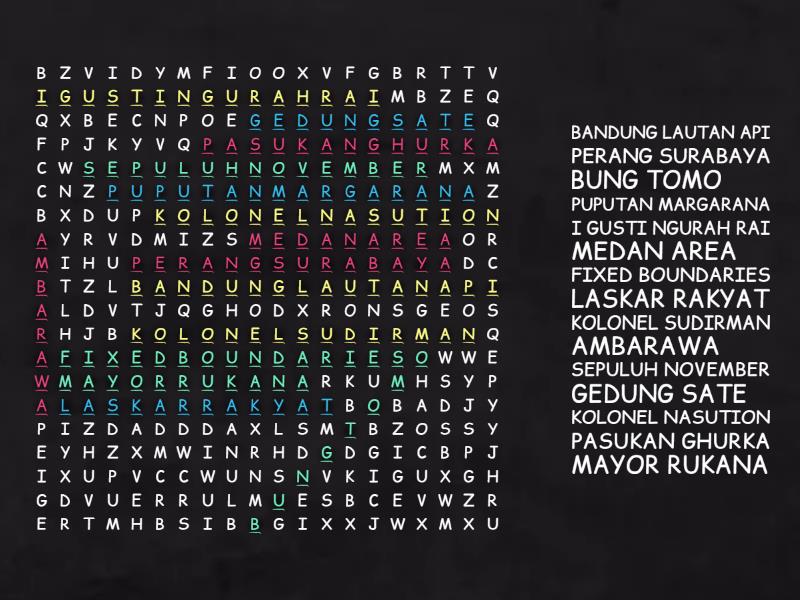 Upaya Mempertahankan Kemerdekaan - Wordsearch