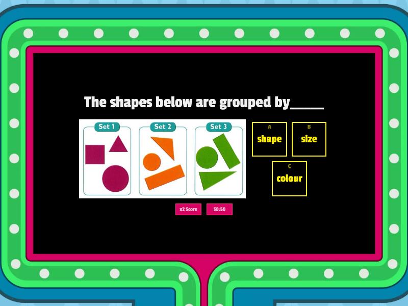 G1 - Math - Grouping shapes & Patterns - Gameshow quiz