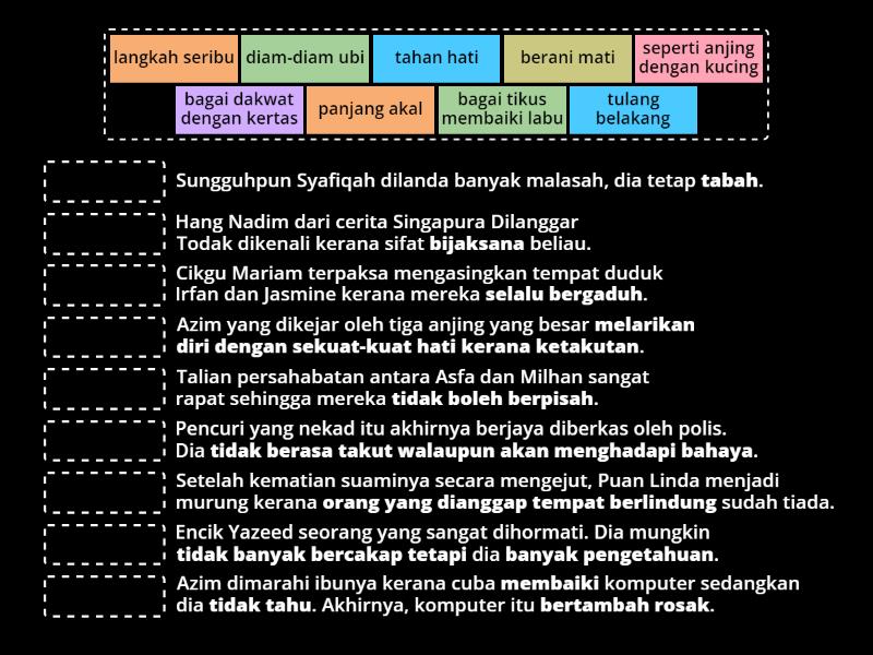 Peribahasa Darjah 5 & 6 - Match up