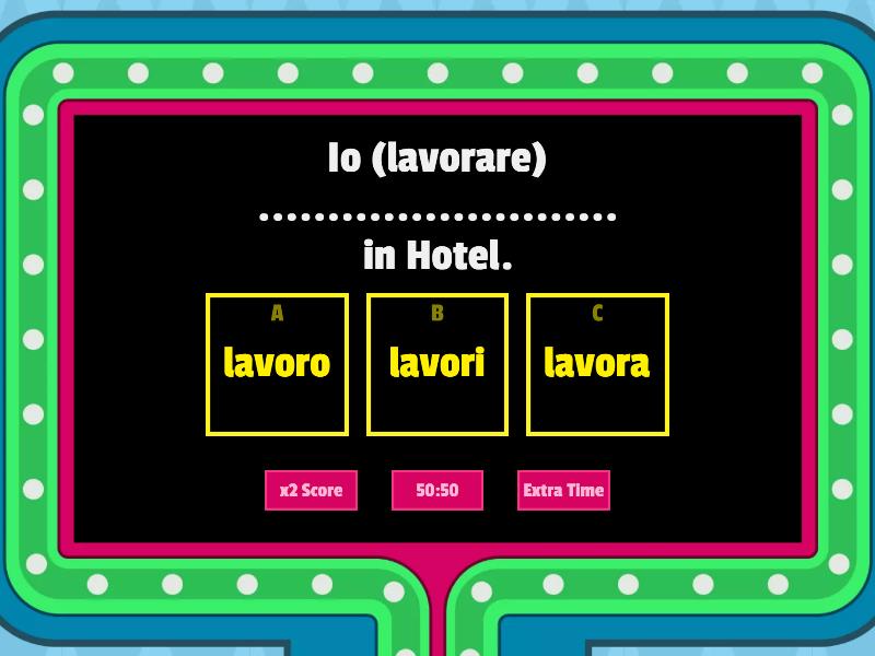 Scegli Il Verbo Alla Forma Corretta -ARE - Gameshow Quiz