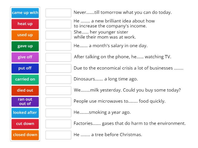 Phrasal verbs solutions - Match up