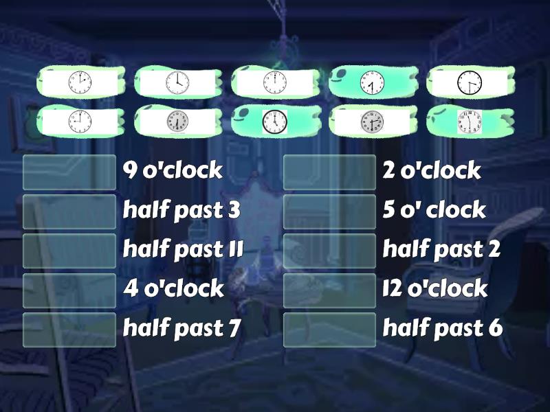 3a telling the time - o'clock and half past - Match up