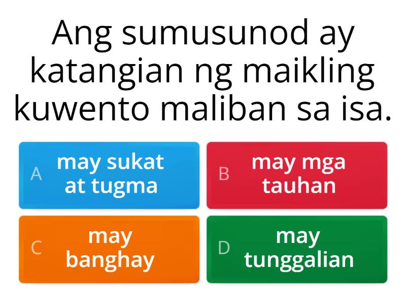 Maikling Pagsusulit - Quiz