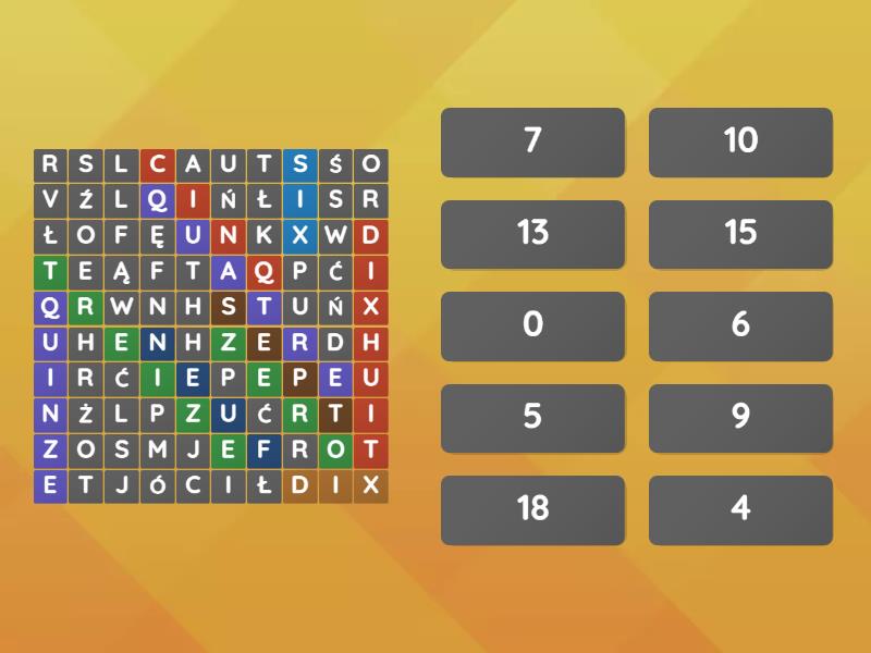 Les nombres mon cours de maths wordsearch
