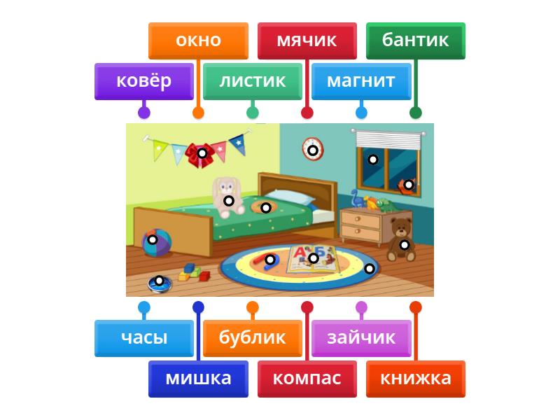 Прочитай слово и соедини его с предметом - Labelled diagram