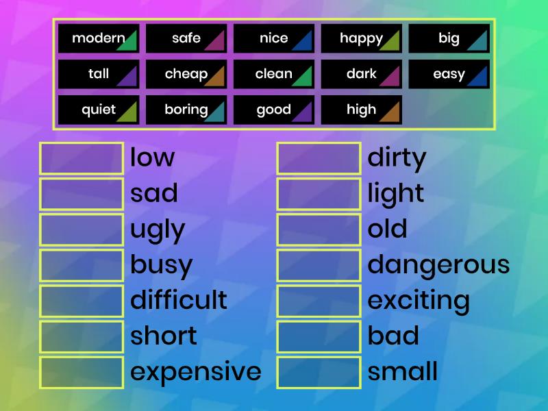 Go Getter Unit Adjectives Opposites Match Up