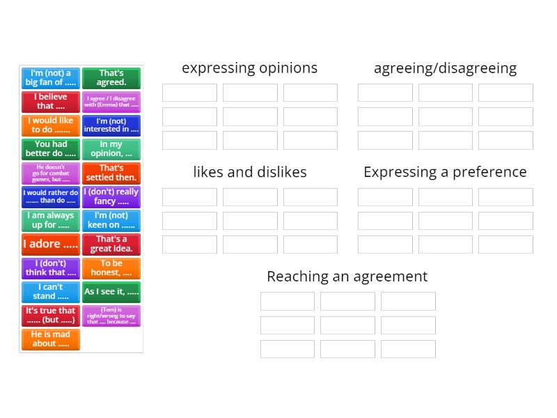 expressing opinions/preferences /likes and dislikes Soulution pre ...