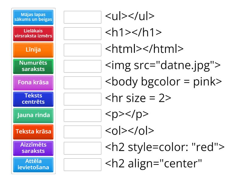 HTML valoda - Match up