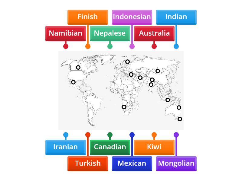 Nationalities - Labelled diagram