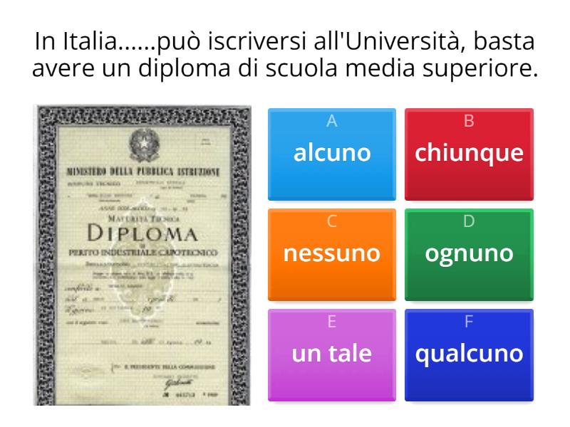 B1 - 6 (9) - Completate Con I Pronomi Indefiniti - Quiz