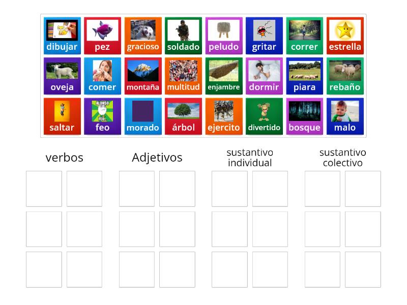 Verbos Adjetivos Y Sustantivos Group Sort