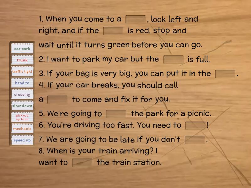 Fill in the gap - Complete the sentence