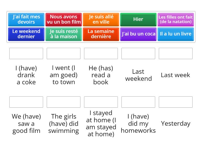 JEA Y8 perfect tense intro irregulars - Match up