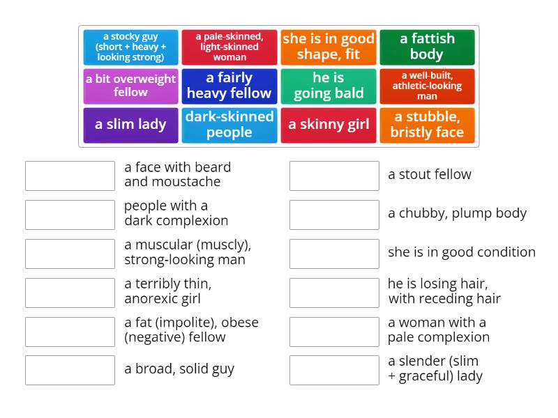 APPEARANCE - describing people - Match up