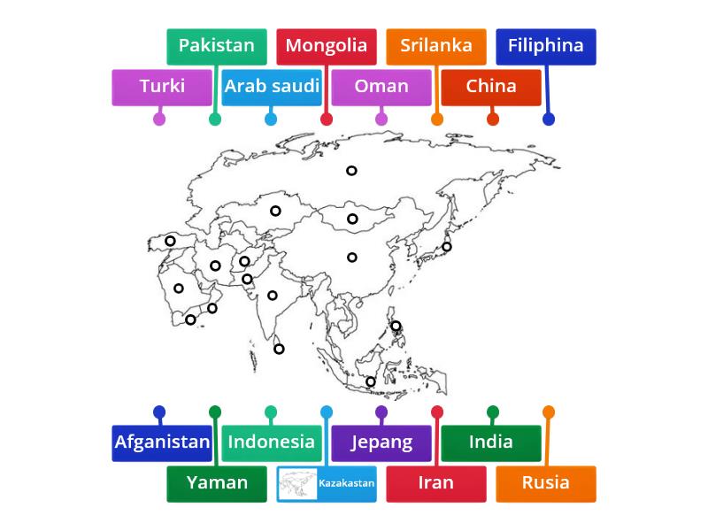 Sebutkan Negara di Benua Asia - Labelled diagram