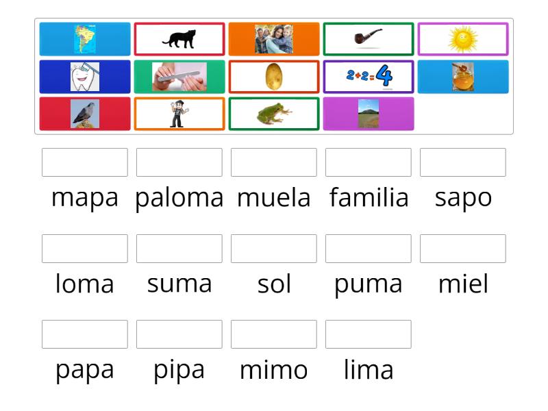 Lectura letra M- L - S y P - Une las parejas