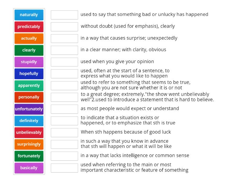 IOI M 11 adverbs - Match up
