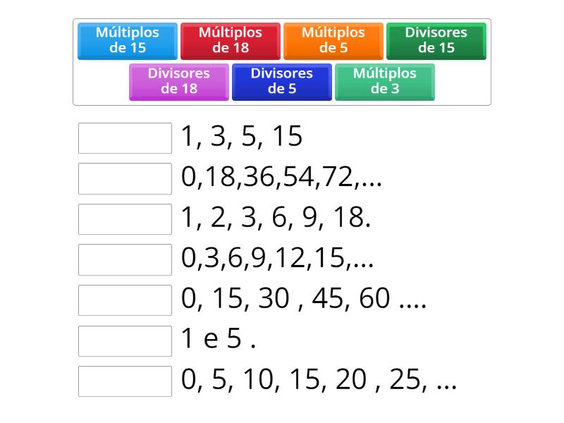 Múltiplos e divisores - 6B - Match up