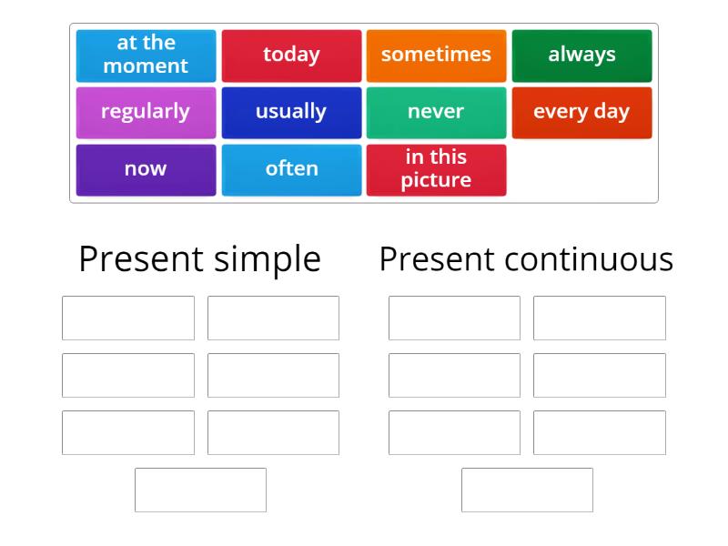Present simple and continuous - Group sort