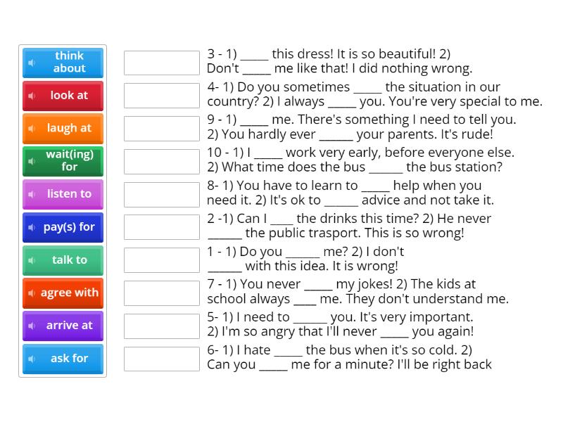 Navigate a2 Unit 2 Verb+preposition - Match up