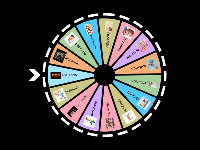 Sufijos: iendo, ando, ción - Spin the wheel