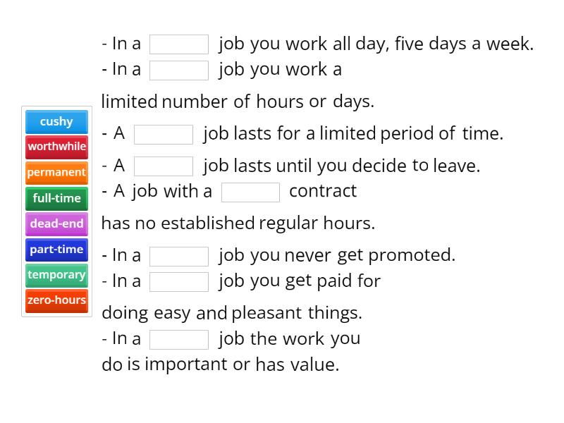 Types of jobs Uzupełnij zdanie