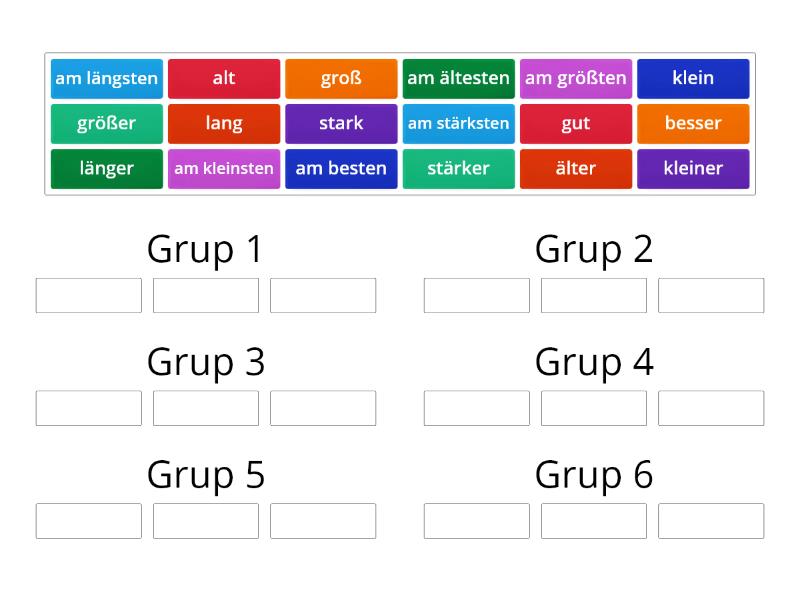 Steigerung Der Adjektive- Zuordnen - Group Sort