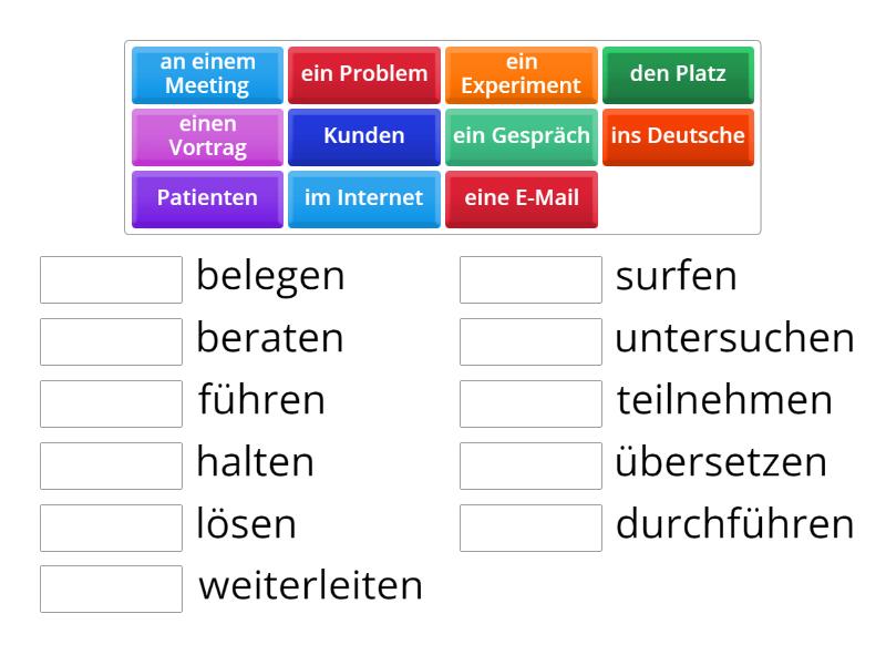 Verben und Nomen A1.2 - Match up