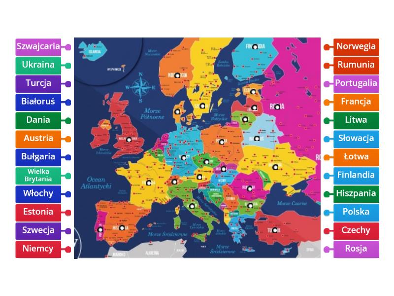 4kraje Europy Mapa Rysunek Z Opisami 1945