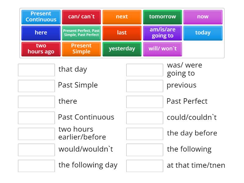 Focus 3 Unit 7 Reported speech (tenses, time expressions) - จับคู่