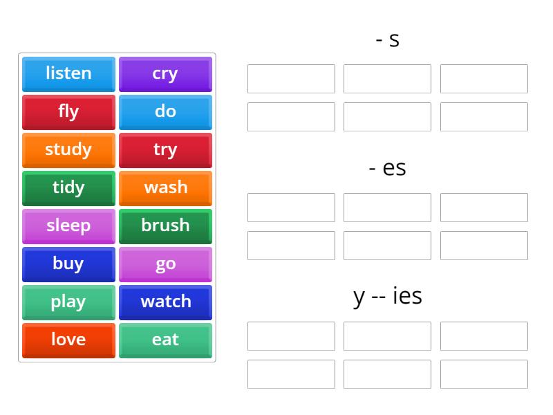 Present Simple -s/es - Group sort