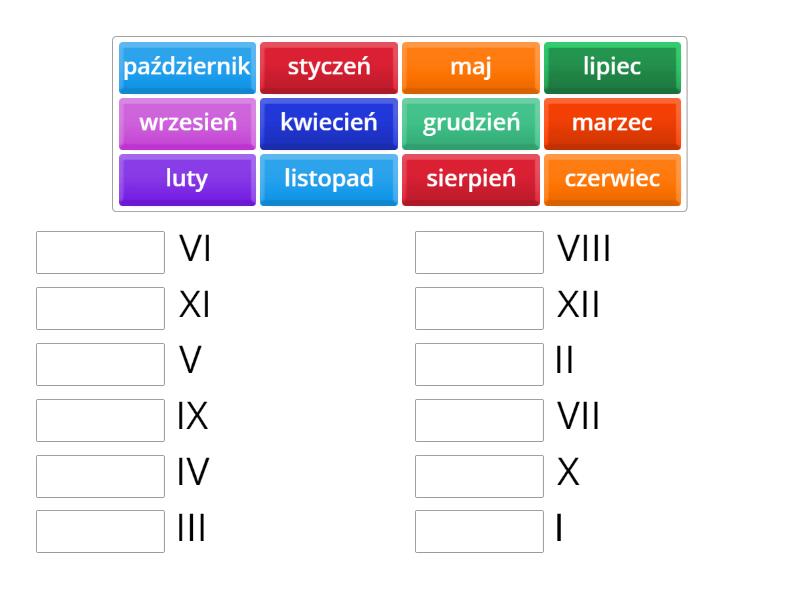 Sprawdzian Z Systemu Rzymskiego Klasa 4 Sp Kopia Miesiace/Rzymskiego - Match up