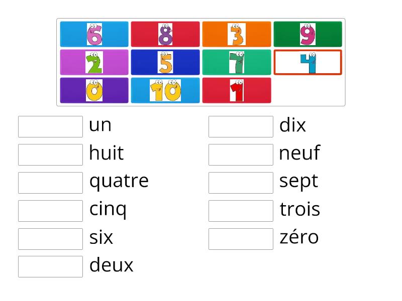 Les Nombres 0 à 10 - Match up