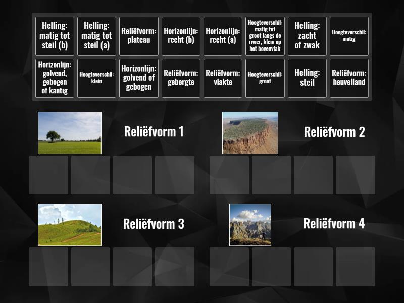 Welke reliefelementen bepalen het landschap? - Group sort