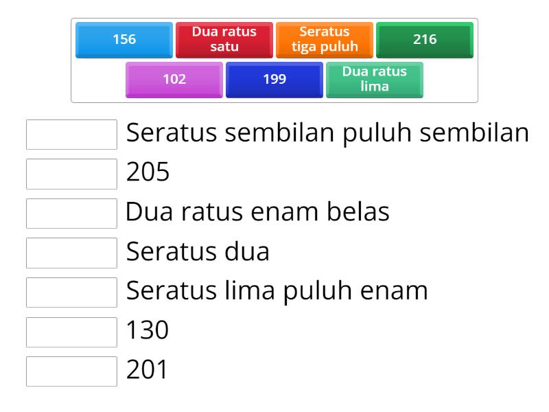 Membaca Dan Menulis Bilangan Permainan Pencocokan