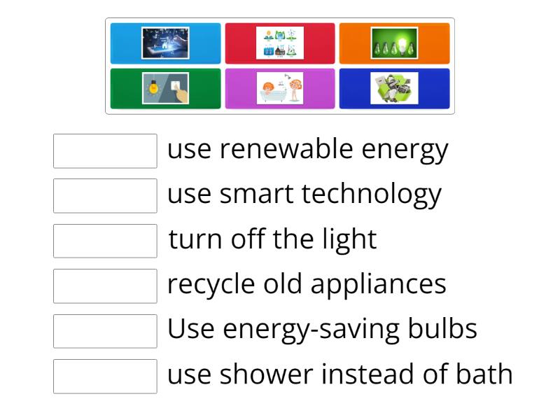 saving energy Match up