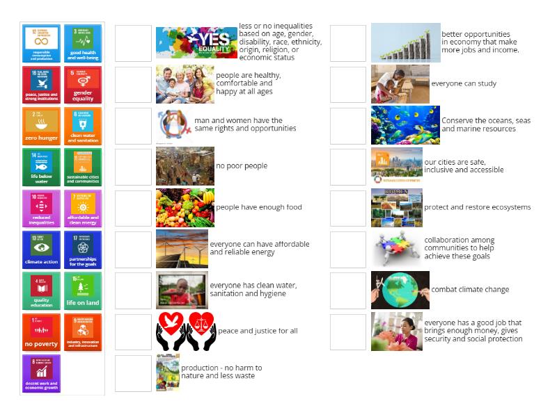 Lesson 1 - Sustainable Development Goals - Match up