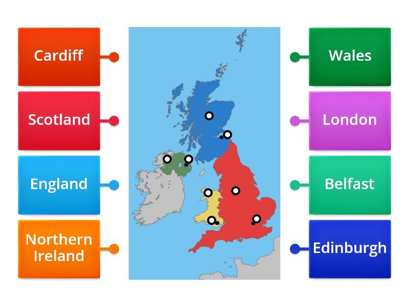 Label the countries and capitals of the UK - Labelled diagram